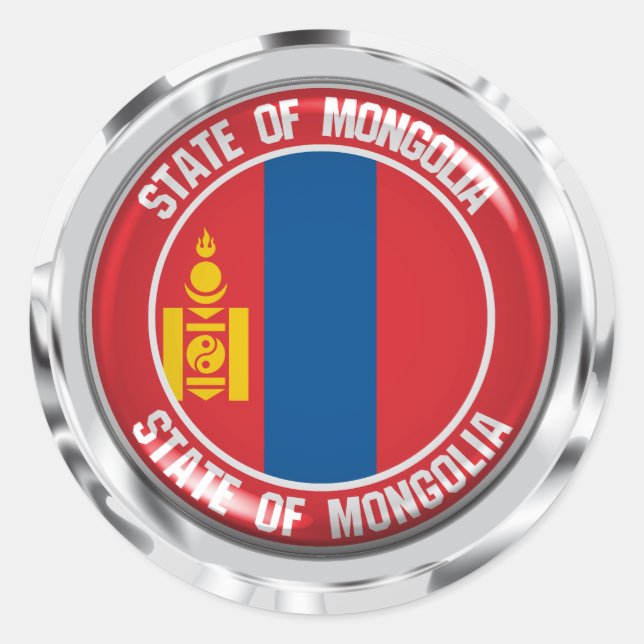 Pegatina Redonda Mongolia redonda Emblema (Anverso)