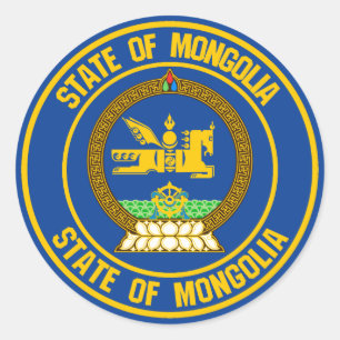 Pegatina Redonda Mongolia redonda Emblema