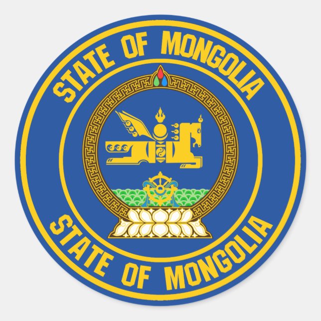 Pegatina Redonda Mongolia redonda Emblema (Anverso)