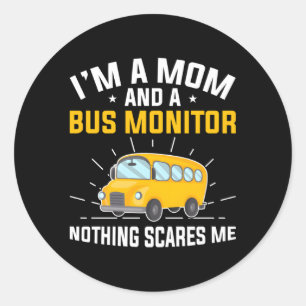 Pegatina Redonda Monitor de bus escolar