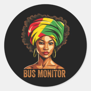 Pegatina Redonda Monitor de bus Mo de historia negra afroamericana