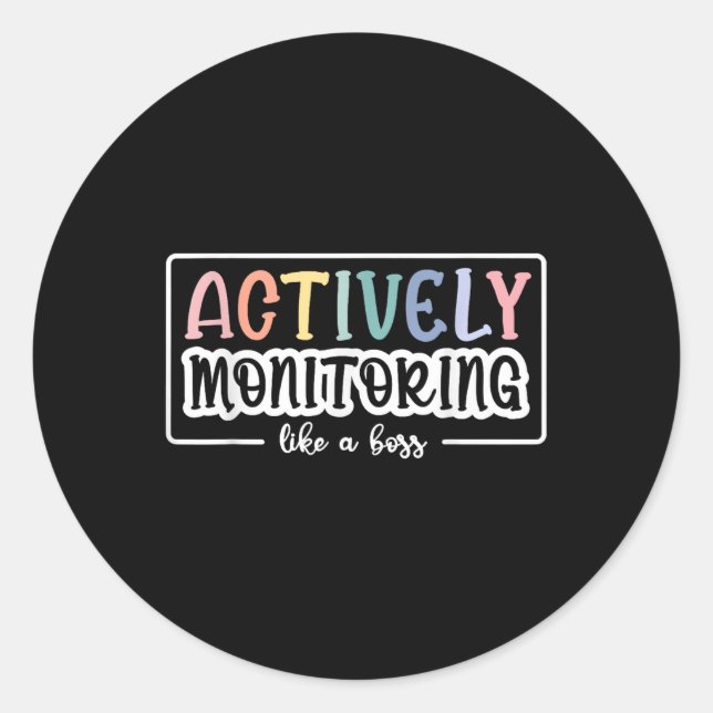 Pegatina Redonda Monitoreo activo como una prueba de profesor diver (Anverso)