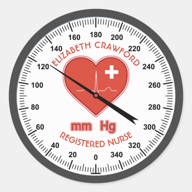 Pegatina Redonda Monitoreo de presión arterial Enfermería Médica de (Anverso)