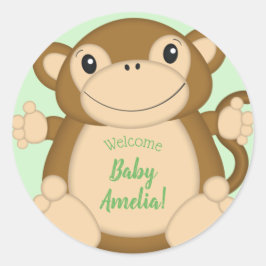 Pegatina Redonda Monkey Baby Shower Jungle