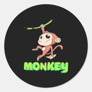 Pegatina Redonda Monkey Banana