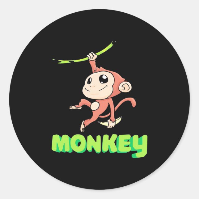 Pegatina Redonda Monkey Banana (Anverso)