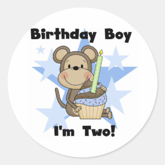Pegatina Redonda Monkey Boy camisetas y regalos de cumpleaños