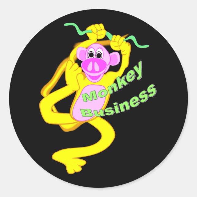 Pegatina Redonda Monkey Business (Anverso)