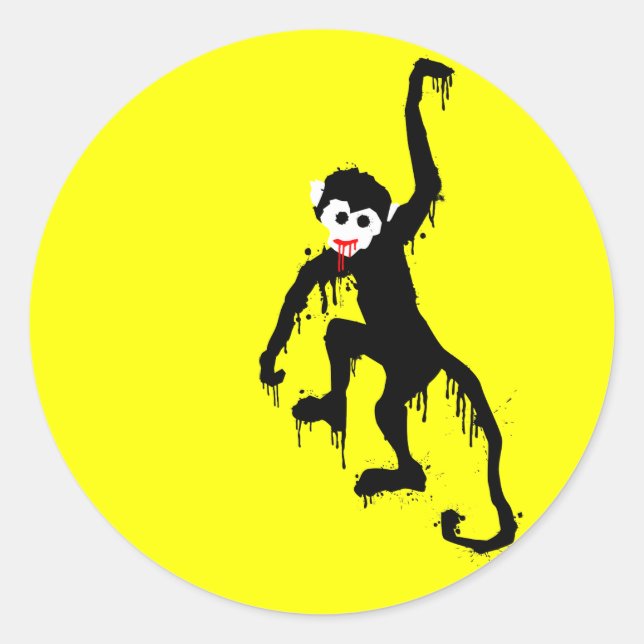 Pegatina Redonda monkey dripz (Anverso)