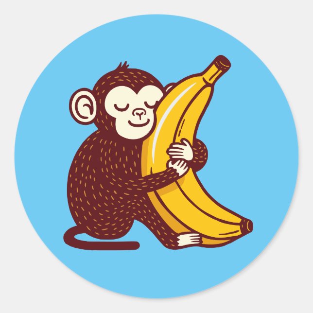 Pegatina Redonda Monkey Love Banana (Anverso)