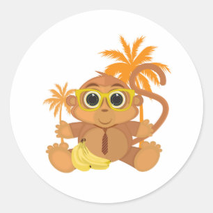 Pegatina Redonda Monkey Nerd