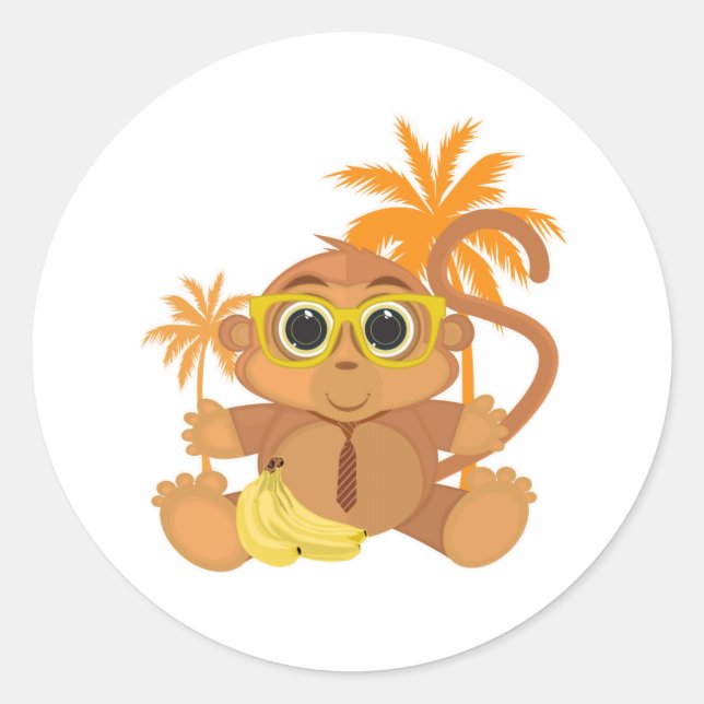 Pegatina Redonda Monkey Nerd (Anverso)