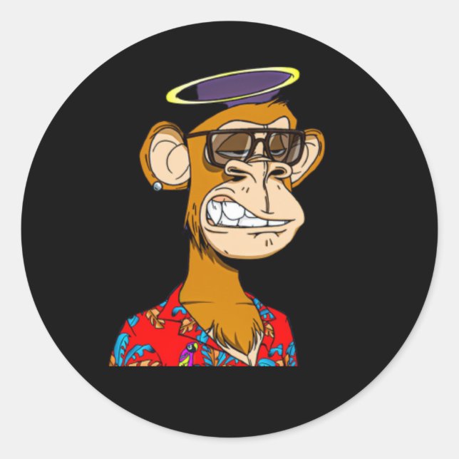 Pegatina Redonda Monkey NFT (Anverso)