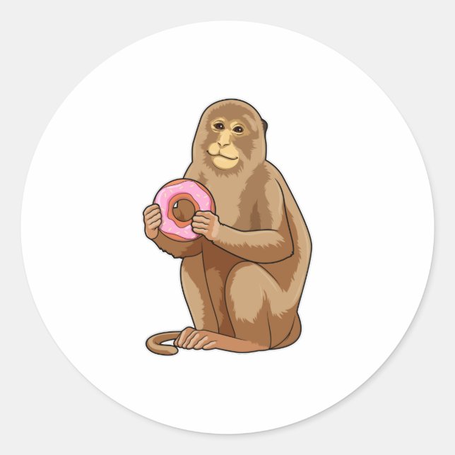 Pegatina Redonda Monkey with Donut (Anverso)