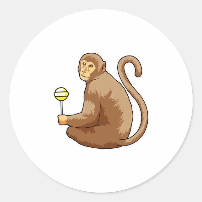 Pegatina Redonda Monkey with Lollipop (Anverso)