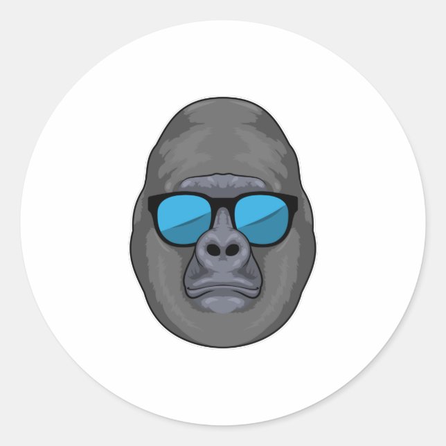 Pegatina Redonda Monkey with Sunglasses (Anverso)