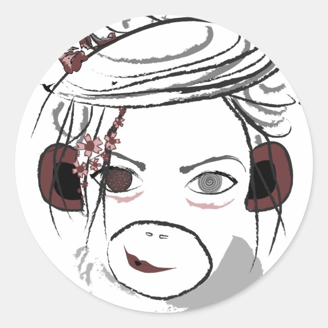 Pegatina Redonda mono. (Anverso)