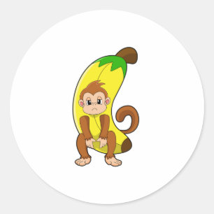 Pegatina Redonda Mono con banana