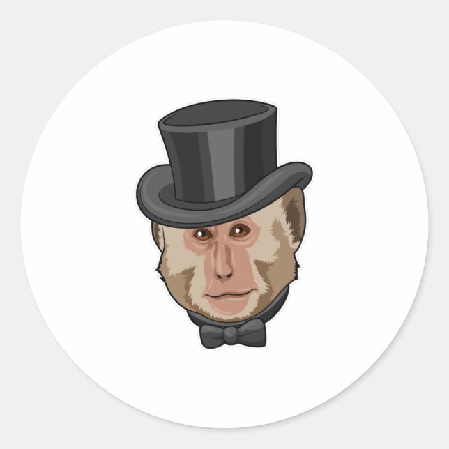 Pegatina Redonda Mono con cilindro (Anverso)