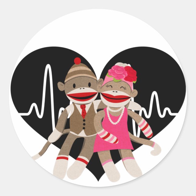 Pegatina Redonda Mono de acoplamiento (Anverso)