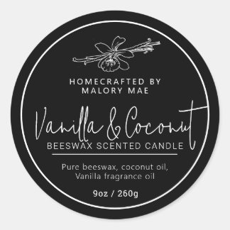 Pegatina Redonda Mono de coco de vainilla casero