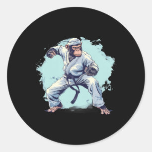 Pegatina Redonda Mono de Karate Artes Marciales Kickboxing Judo Mma