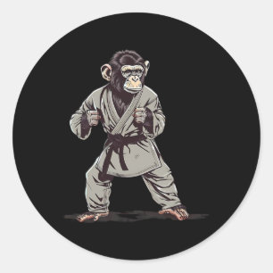 Pegatina Redonda Mono de Karate Kickboxing Judo Jiu-jitsu Mma Artes