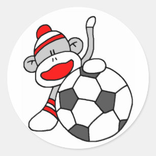 Pegatina Redonda Mono de la sock del fútbol