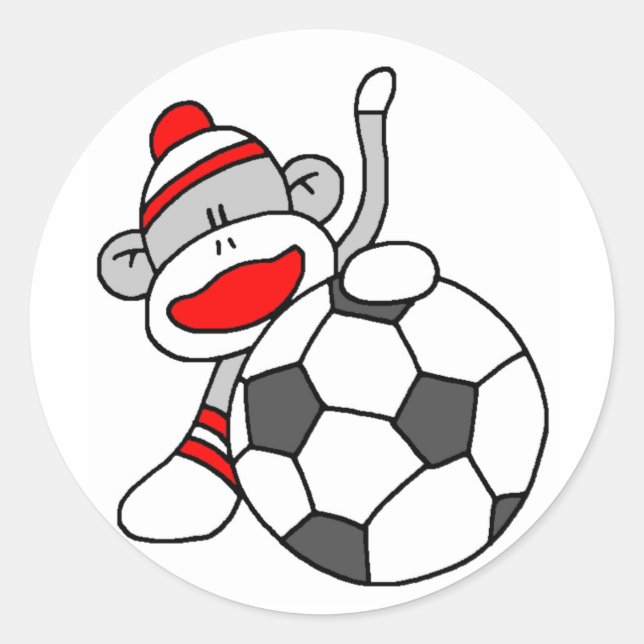 Pegatina Redonda Mono de la sock del fútbol (Anverso)