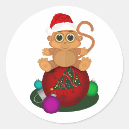 Pegatina Redonda Mono de los navidades