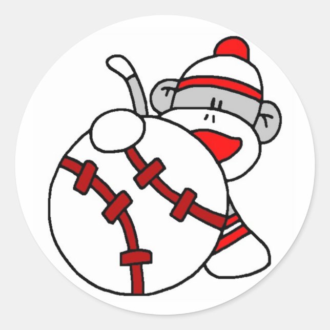 Pegatina Redonda Mono del Béisbol (Anverso)