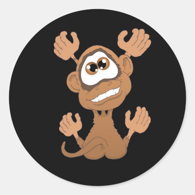 Pegatina Redonda Mono en mi espalda (Anverso)