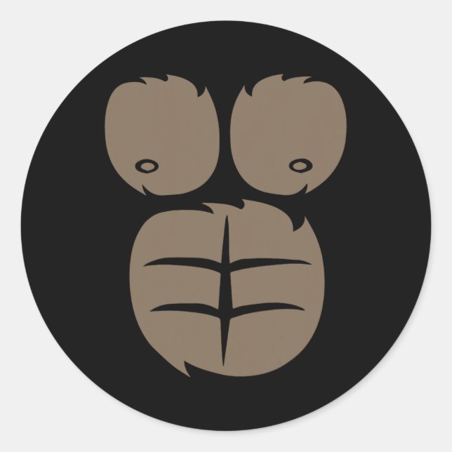 Pegatina Redonda Mono Gorila Costume Tee Animal Belly Fancy Dres (Anverso)