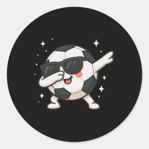 Pegatina Redonda Mono Kawaii Haciendo Dabbing Fútbol Dibujo Animado