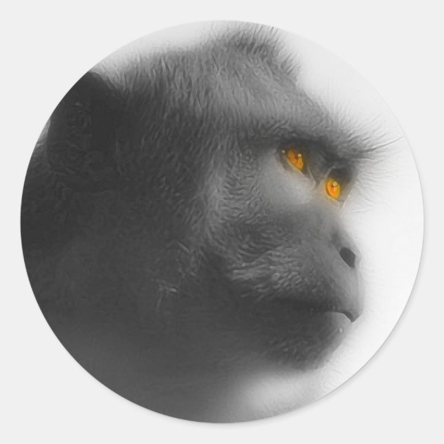 Pegatina Redonda Mono penoso (Anverso)