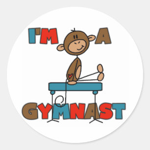 Pegatina Redonda Mono Soy gimnasta