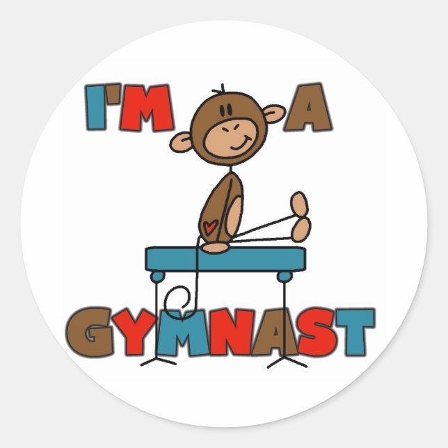 Pegatina Redonda Mono Soy gimnasta (Anverso)
