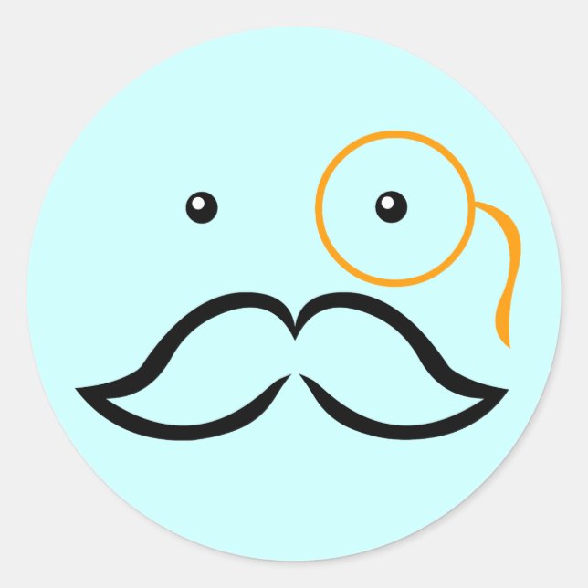 Pegatina Redonda Monocle y Mustache (Anverso)