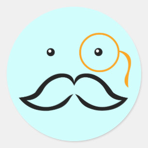 Pegatina Redonda Monocle y Mustache
