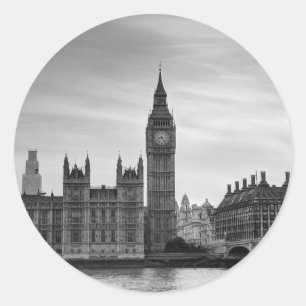 Pegatina Redonda Monocromo de Big Ben
