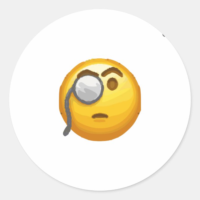 Pegatina Redonda monóculo de emoji (Anverso)