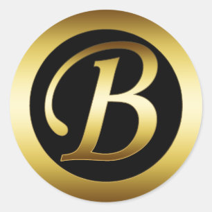 PEGATINA REDONDA MONOGRAM B ORO