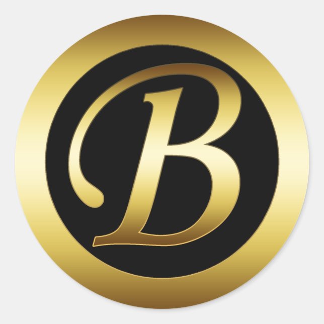 PEGATINA REDONDA MONOGRAM B ORO (Anverso)
