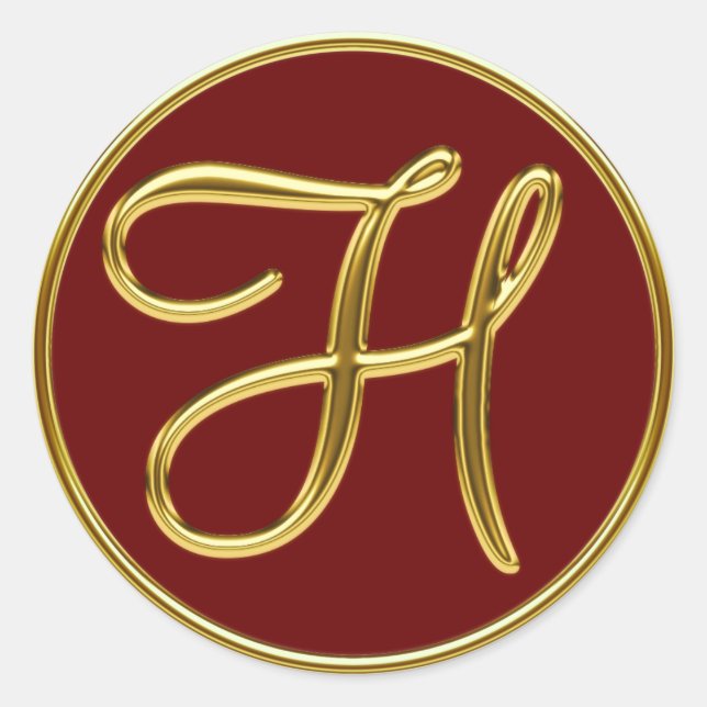 Pegatina Redonda Monogram H in 3D gold (Anverso)