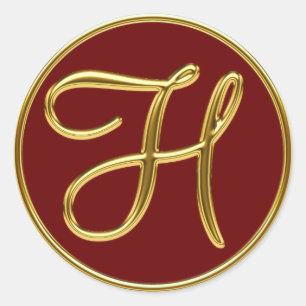 Pegatina Redonda Monogram H in 3D gold