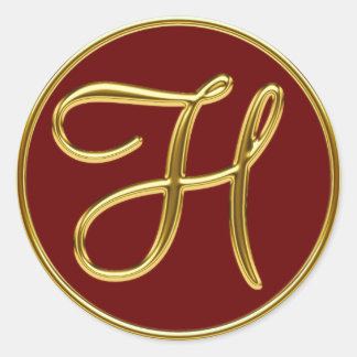 Pegatina Redonda Monogram H in 3D gold