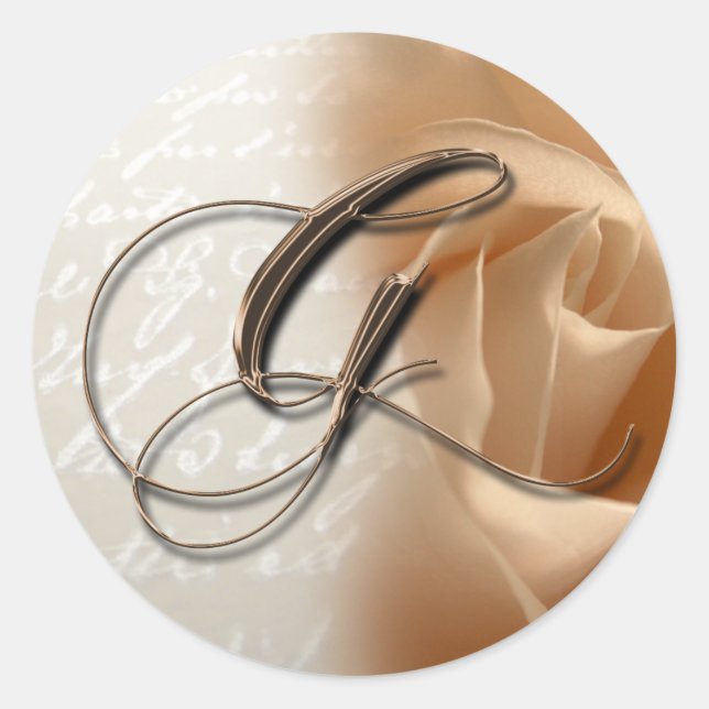 Pegatina Redonda Monogram Letter G Wedding Envelope Sticker (Anverso)