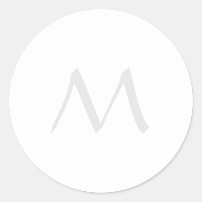 Pegatina Redonda Monogram Modern Simple Minimalist Plain (Anverso)