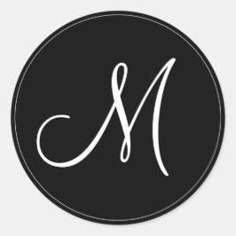 Pegatina Redonda MONOGRAM: plantilla de monograma en blanco y negro