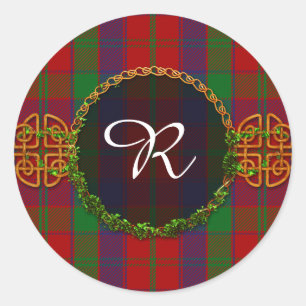 Pegatina Redonda Monogram Robertson Tartan